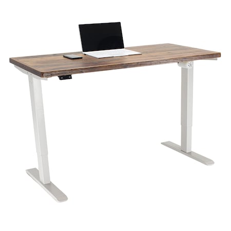 Lift It, 60x30 Electric Sit Stand Desk, Effortless Touch Up/Down, Reclaimed Wood Top, Silver Base